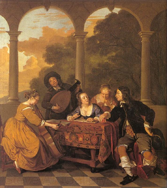 Loo, Jacob van Musical Party on a Terrace Norge oil painting art